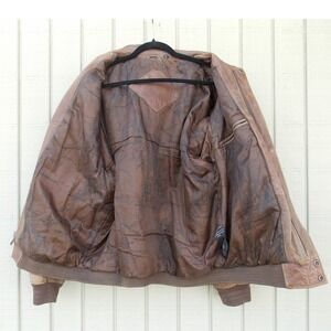 Unknown Leather Bomber Jacket Flight A-2 90s Vintage Mens Size Large Brown Coat